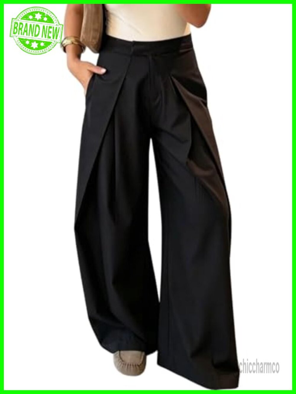 Womens Wide Leg Dress Pants Pleated High Waisted Business Casual Work Slacks